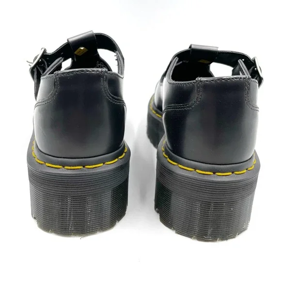SOLD-NEW Dr Martens Bethan Black Platform Mary Jane Leather Shoes Women's Sz 6 - Picture 7 of 9